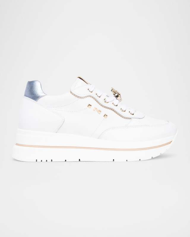 Leather Jeweled Low-Top Sneakers
